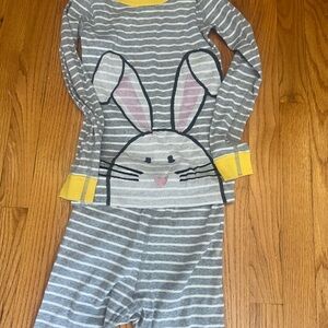 Hanna Anderson Gray and Yellow Bunny Kids Pajamas